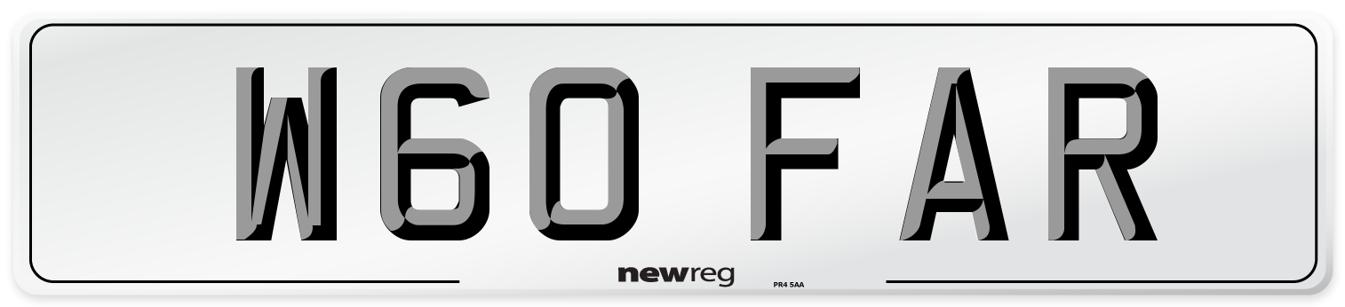 W60 FAR Number Plate from New Reg